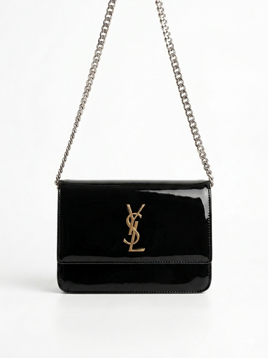 Sac bandoulière noir verni style YSL
