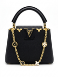 Sac à main noir style LV avec chaîne dorée